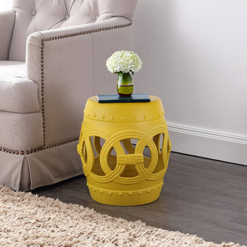 Lucky Coins 16" Chinese Ceramic Drum Garden Stool - JONATHAN Y